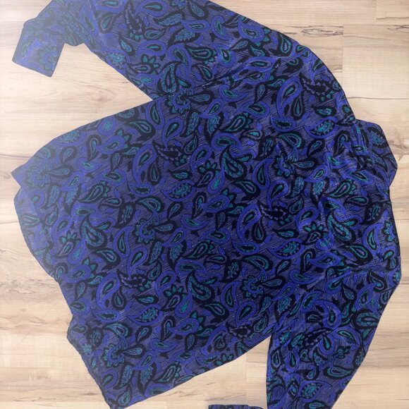 Vintage Lionel Victor Blue Paisley Blouse 13/14 - Picture 9 of 9